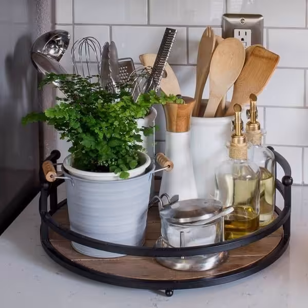 سینی گرد بزرگ بامبو دسته دار