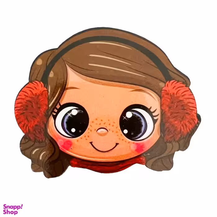 آینه دست ساز جیبی طرح دختر بلای پوم پوم دوگوشی رنگ صورتی