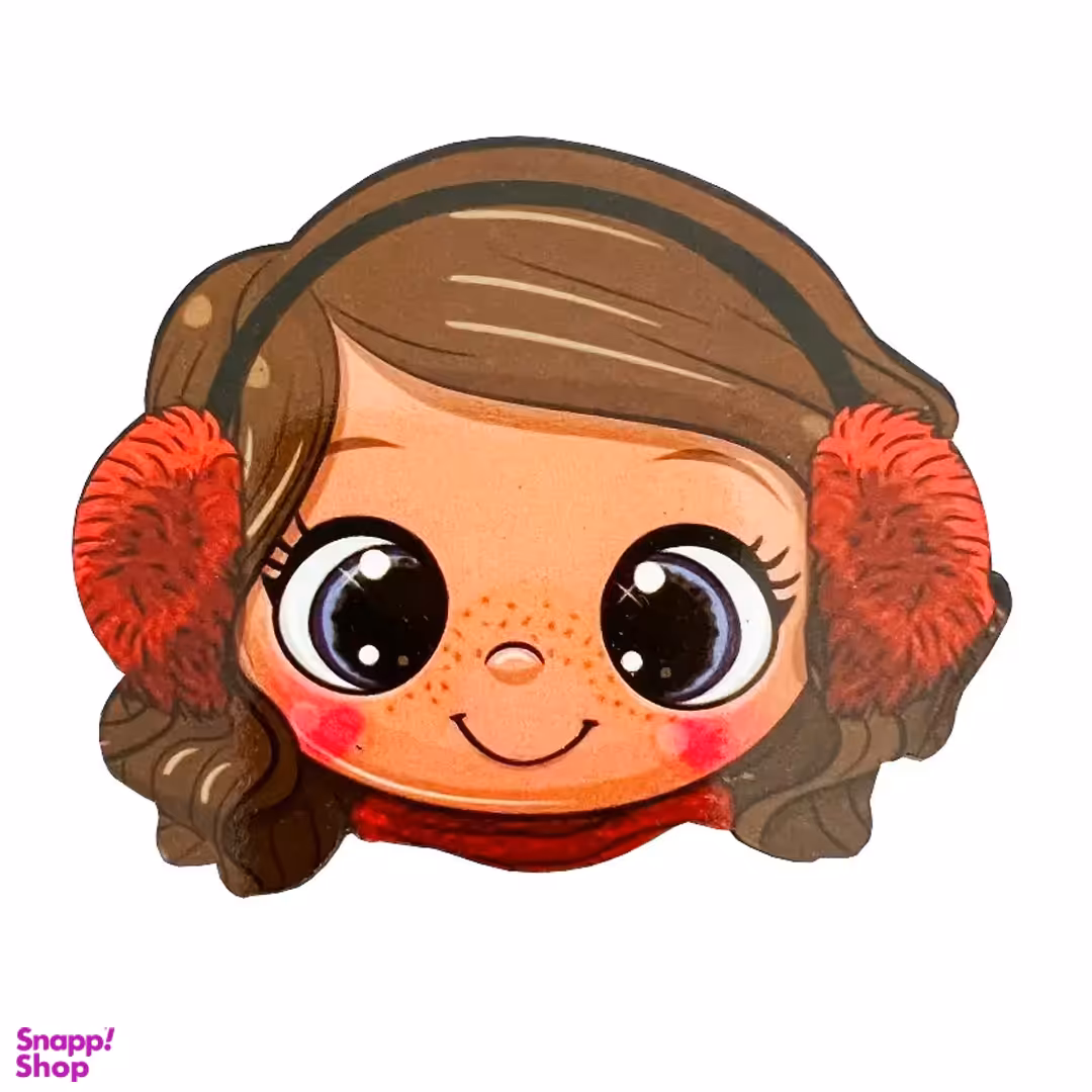 آینه دست ساز جیبی طرح دختر بلای پوم پوم دوگوشی رنگ صورتی