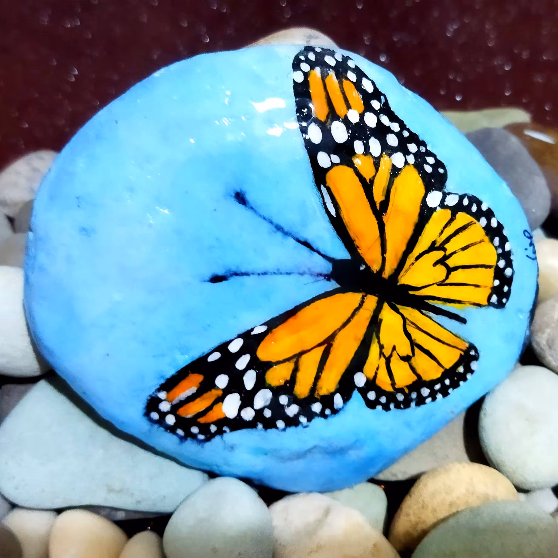 نقاشی روی سنگ  ،  طرح پروانه7