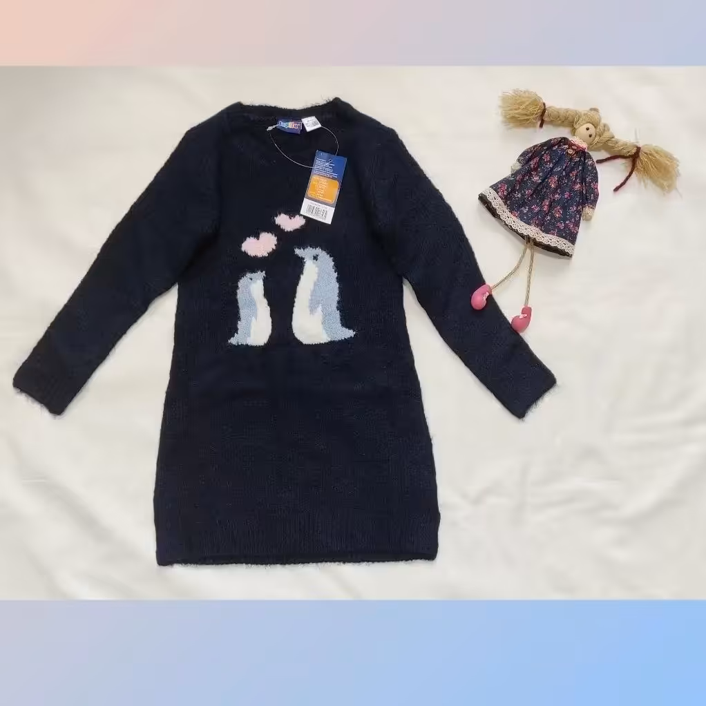 تونیک بافتنی دخترانه (جنس نرم و لطیف) وارداتی برند لوپیلو آلمان سایز 2-4سالگی 