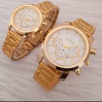 ست ساعت زنانه و مردانه برند رومانسون بند استیل صفحه طلایی