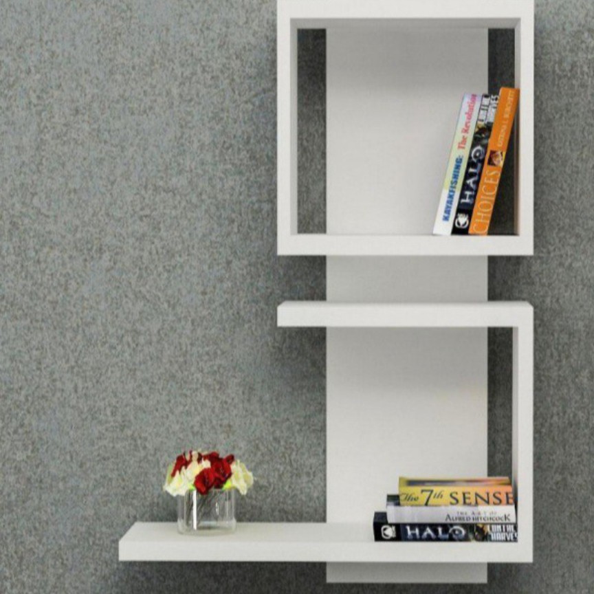 شلف کتابخانه mdf دیواری مدل B30 رنگ مشکی