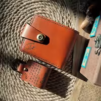 کیف پول جیبی +حک+جاکلیدی چرم گاوی دست دوز