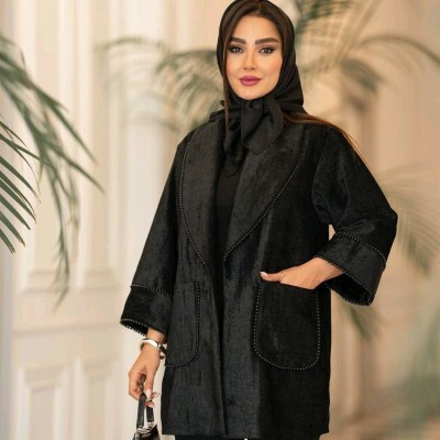 مانتو مجلسی مخمل مانتو مجلسی مخمل مدل شانل نوار