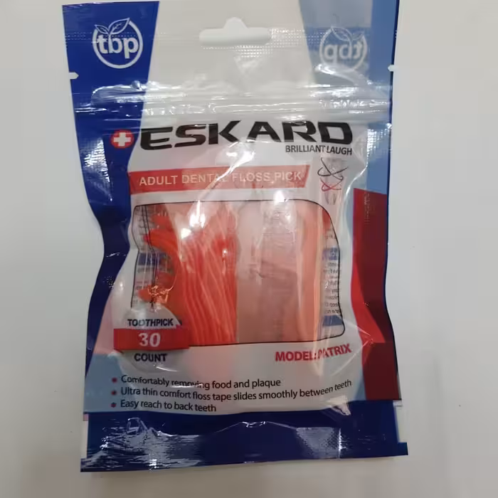 خلال و نخ دندان کمانی یا همون داسی اسکارد همراه با قوطی مخصوص نگه داری در جیب