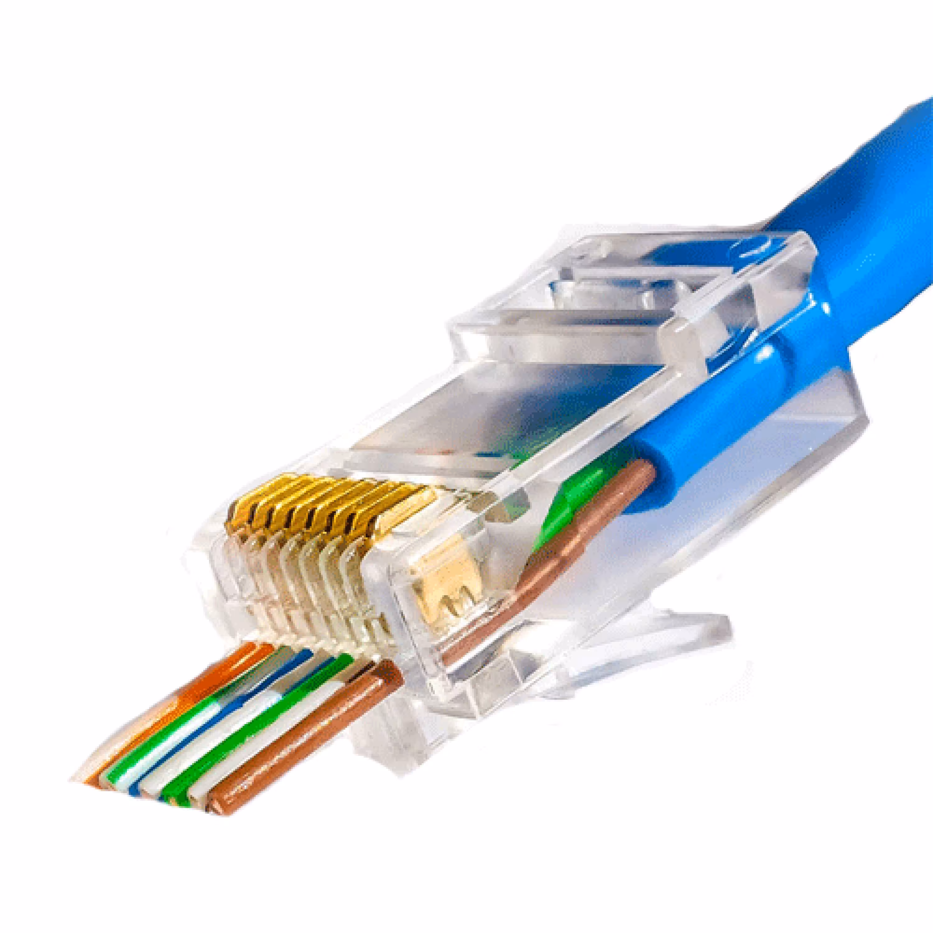 سوکت cat6 utp rg45. میان گذر.   open end  بسته 100 عددی 