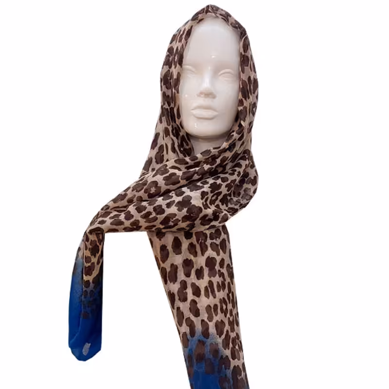 شال نخی سایز 77  در 180 مدل  M12 پلنگی