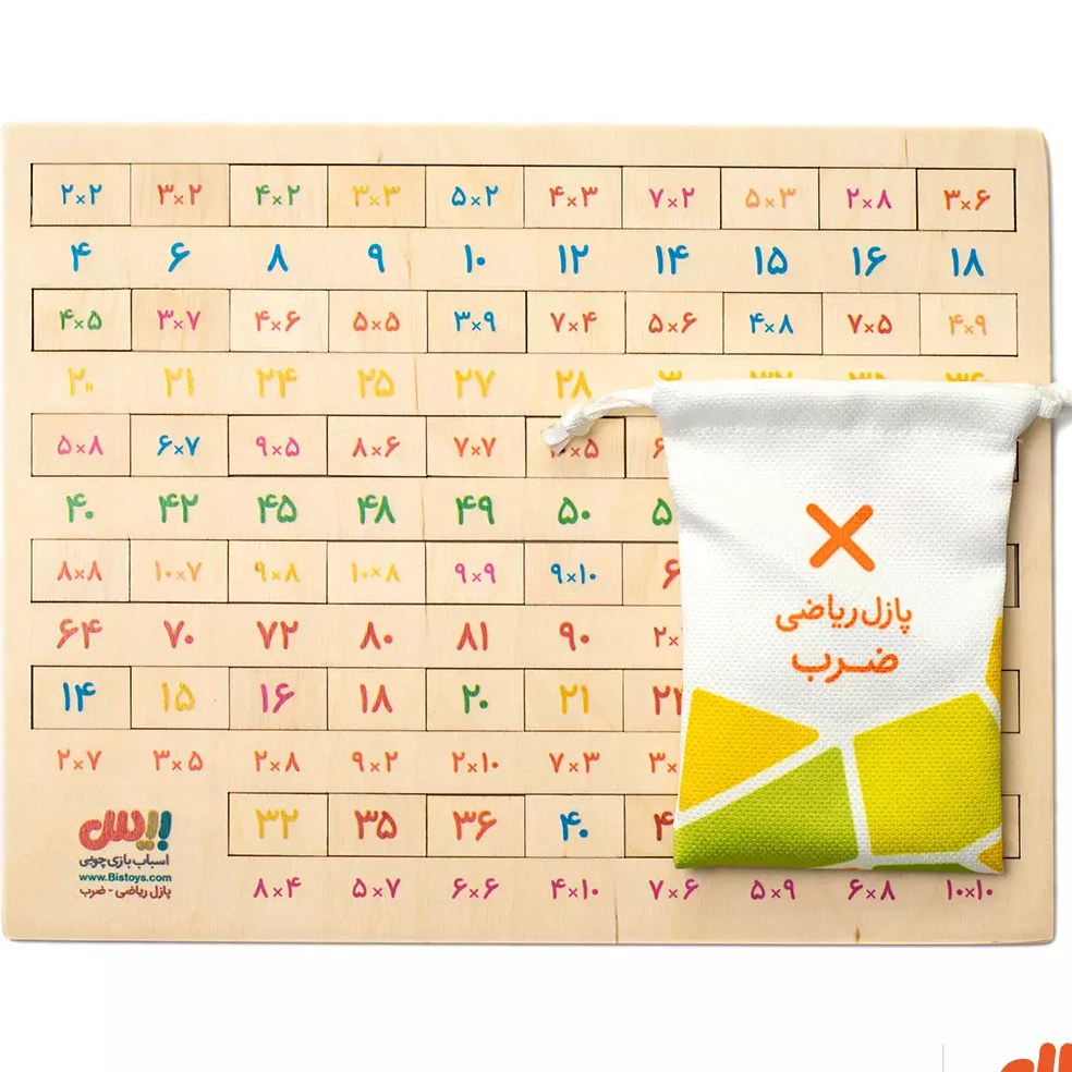 پازل بازی محور ریاضی مبحث ضرب چوب سه لایه با کیفیت عالی و رنگ استاندارد