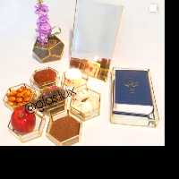 به صورت سفارشی هفتسین عید رنگ طلایی شیشه ونواربرنجی