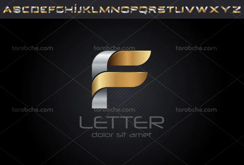 لوگو حرف F طلایی | گرافیک با طعم تربچه