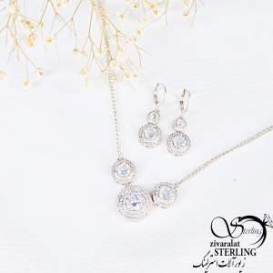 نیمست آویز دایره طرح جواهر روکش آب طلا کد 11121