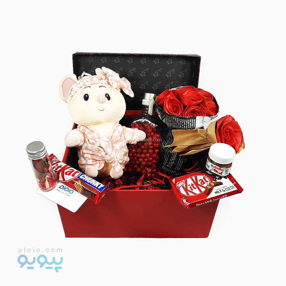کادو ولنتاین با عروسک موش حوله ای صورتی