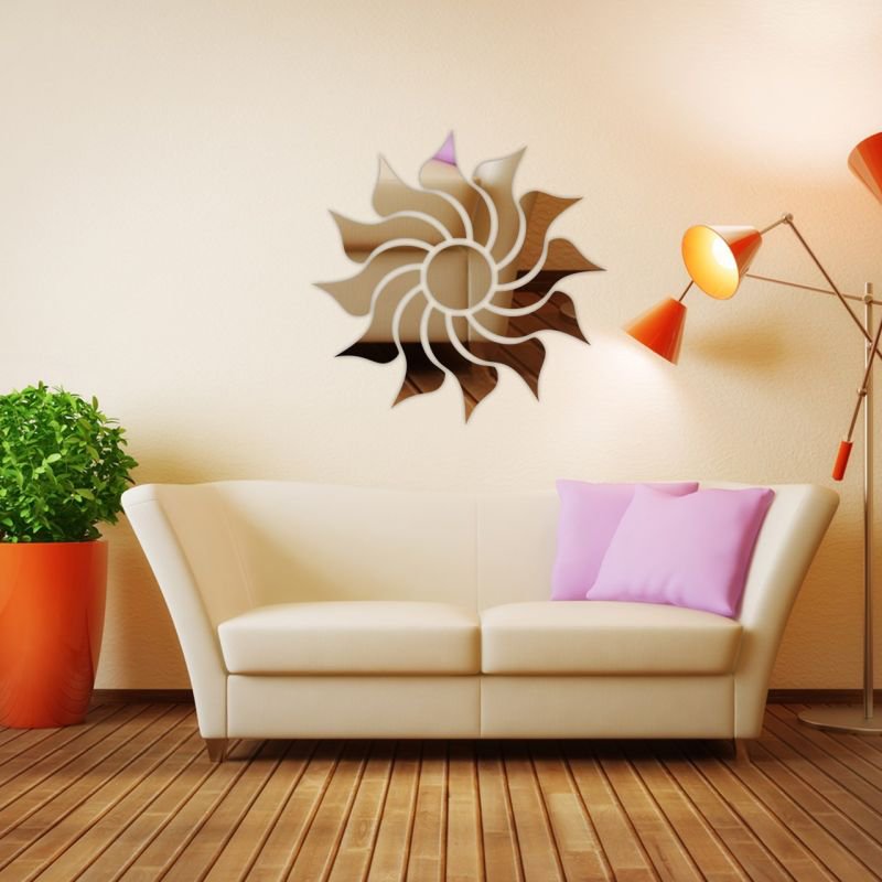 آینه دکوراتیو مولتی استایل مدل خورشید در دو رنگ طلایی و نقره ای 30 سانتی