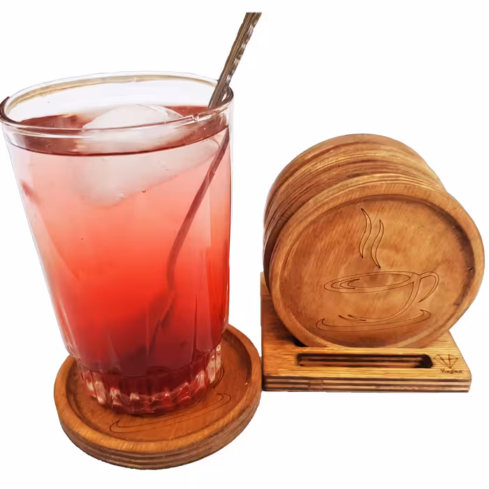 زیرلیوانی یاقوت طرح فنجان ست 6تایی همراه با پایه