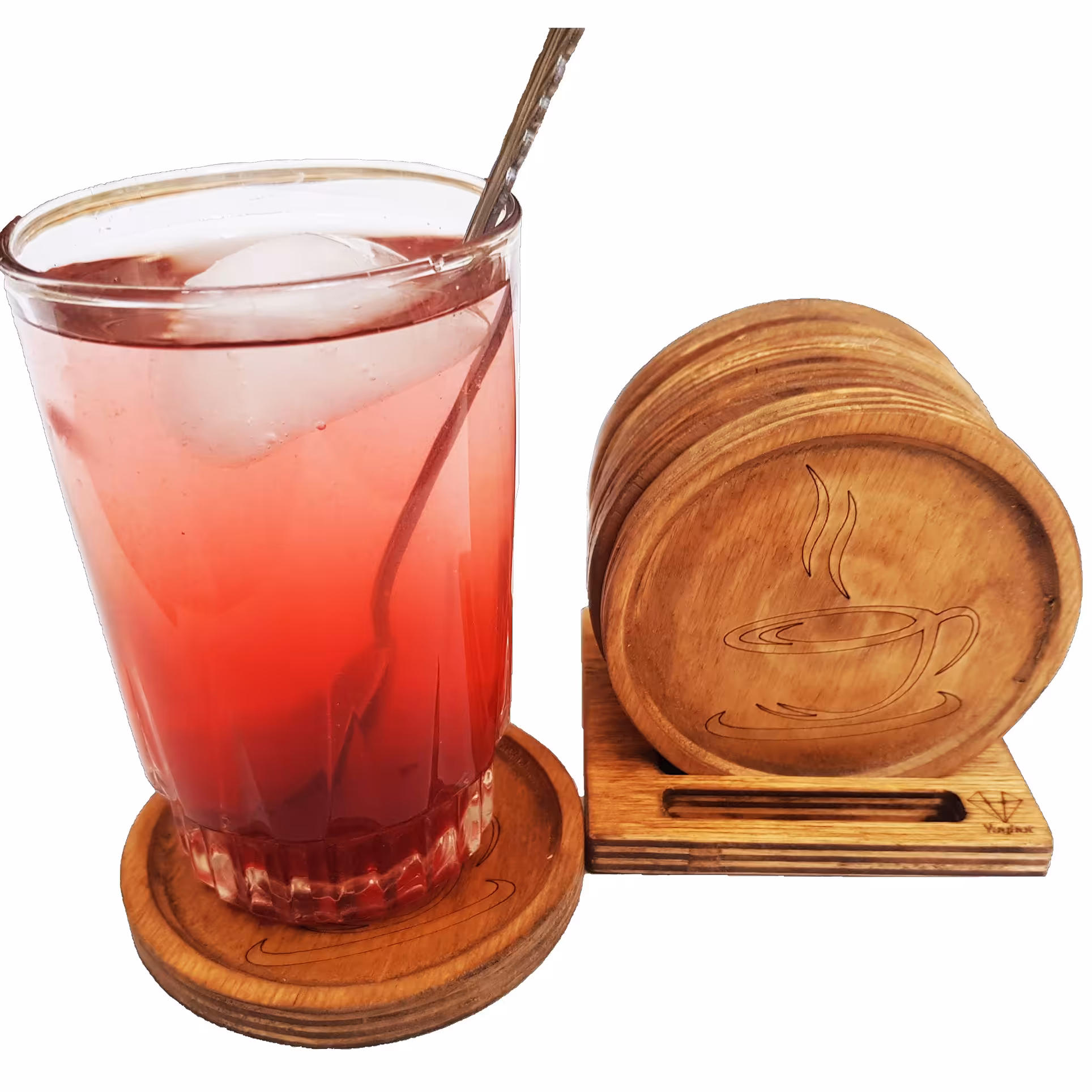 زیرلیوانی یاقوت طرح فنجان ست 6تایی همراه با پایه