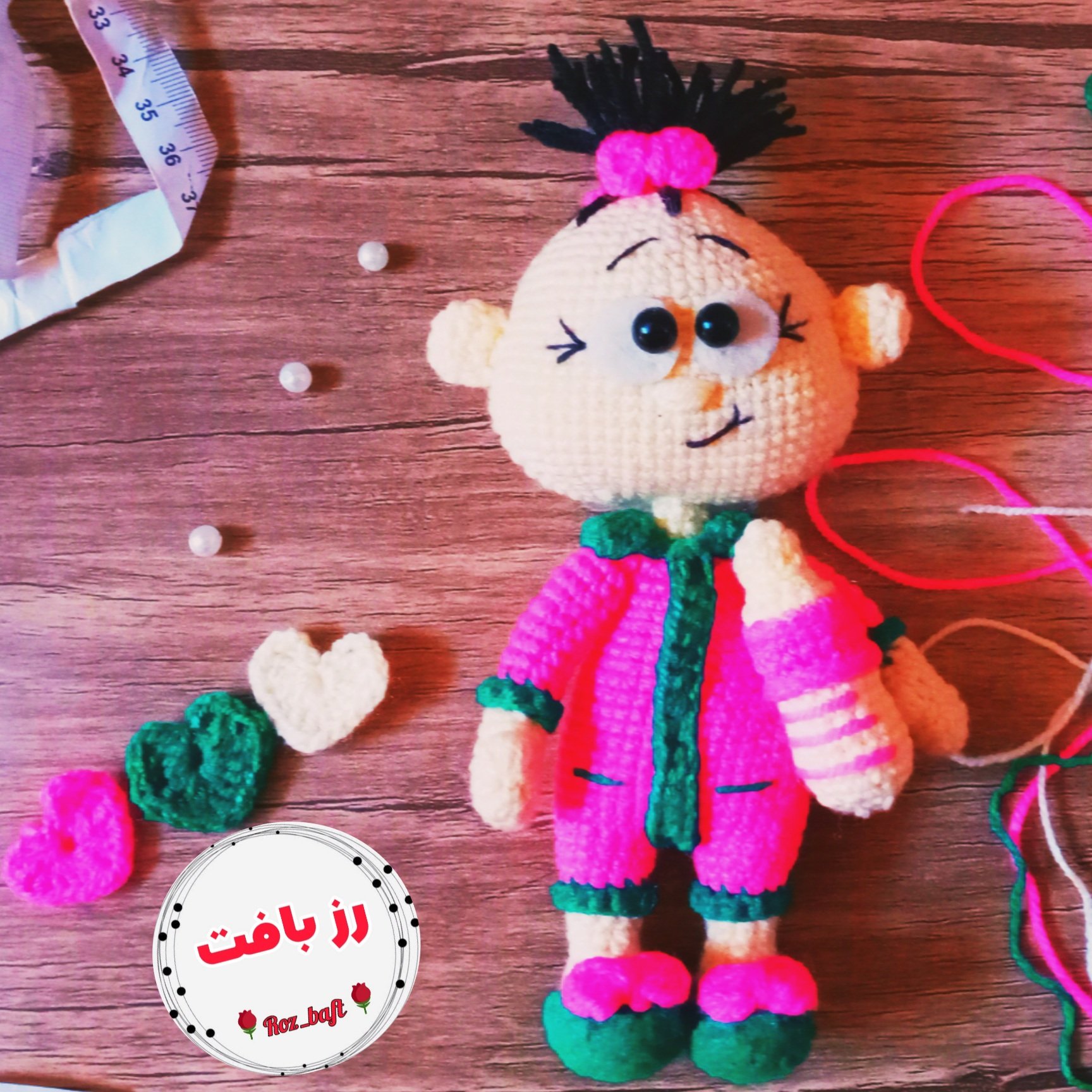 عروسک بافتنی مینی بونی با لباس نینی