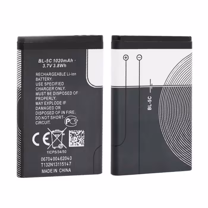 باتری اصلی نوکیا BL-5C باطری نقره ای اورجینال Nokia 5c گوشی ساده دکمه ای قدیمی و جدید با گارانتی 3 ماهه 1020mAh