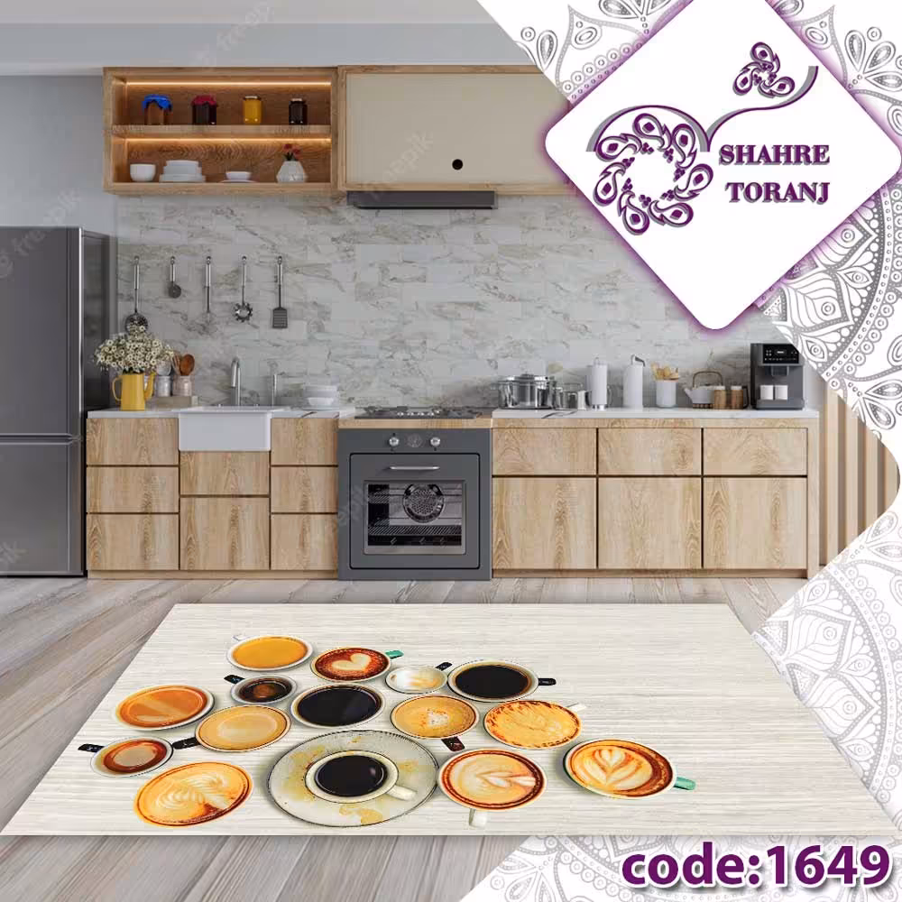 کاور فرش اشپزخانه پرفروش طرح فنجان 9 متری کد 1649