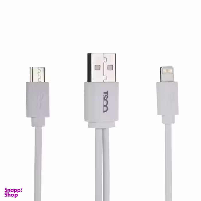کابل تبدیل USB به microUSB و لایتنینگ تسکو مدل TCA-28 طول 0.2 متر