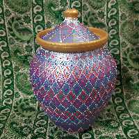 ست سه تیکه پاسماوری سفالی (بانکه ) هنرکده سدنا نقطه کوبی شده رنگ بنفش  دستساز 