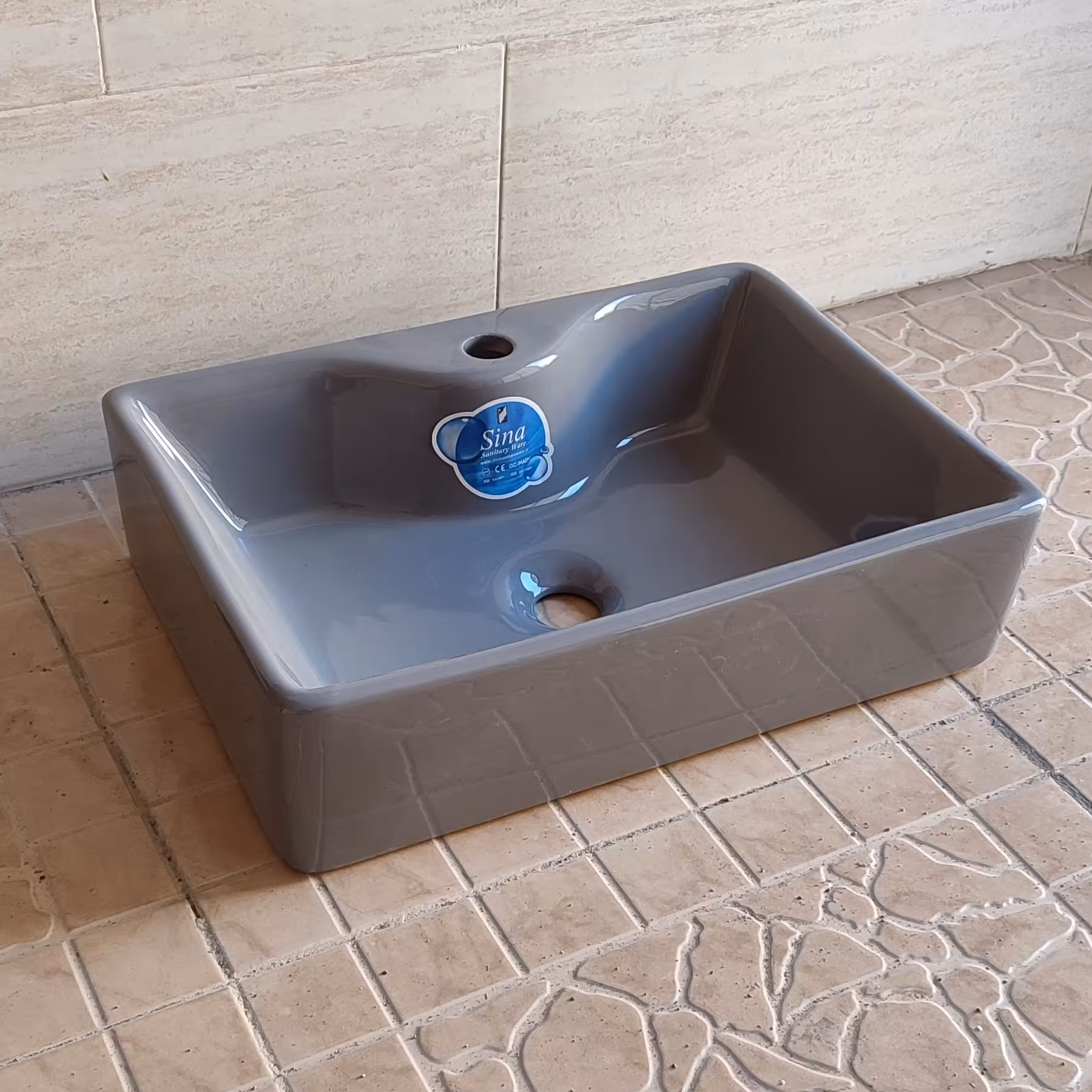 کاسه روشویی چینی رنگ طوسی درجه 1