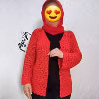 ژاکت شش ضلعی جلو باز  دستبافت  مجلسی زنانه مدل صدفی  تکنیک قلاب بافی سایز 40 تا 44 