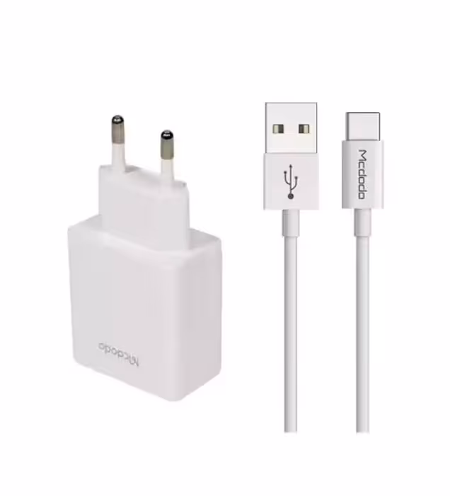 شارژر دیواری مک دودو 12 وات مدل CH-3972 با کابل USB به Type-C (دو پورت)