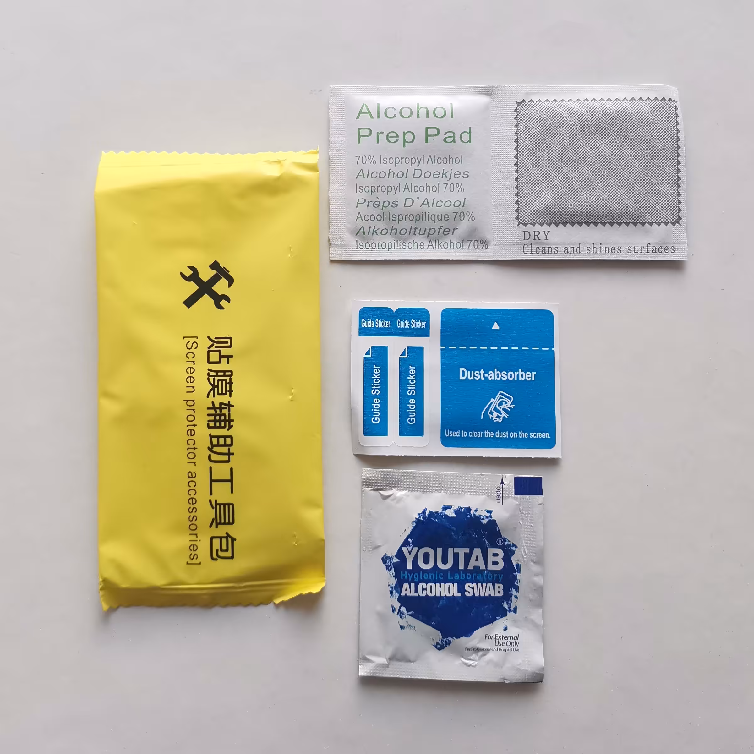 پک دستمال خیس و خشک و غبارگیر جهت نصب گلس موبایل و تبلت