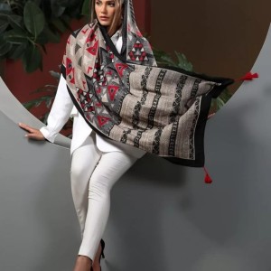 شال نخی نیلا منگوله دار