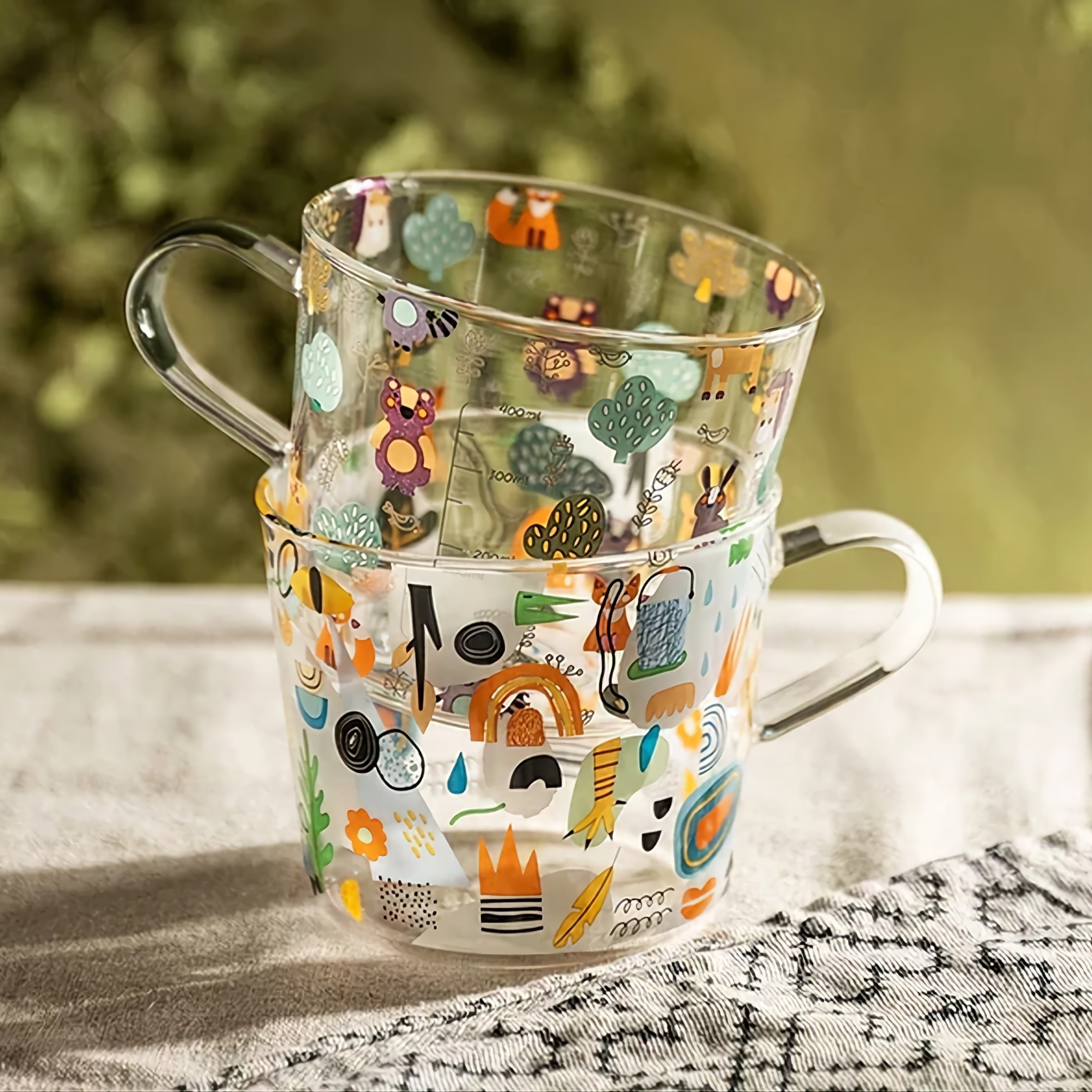 لیوان پیرکس بزرگ ماگ پیرکس دسته دار طرح پاشاباغچه لته خوری سوپ خوری