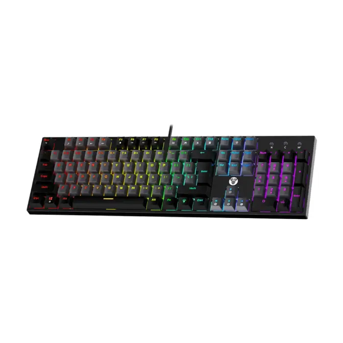 کیبورد باسیم گیمینگ فنتک مدل Atom 104 MK886V2 Gray Blue Switch