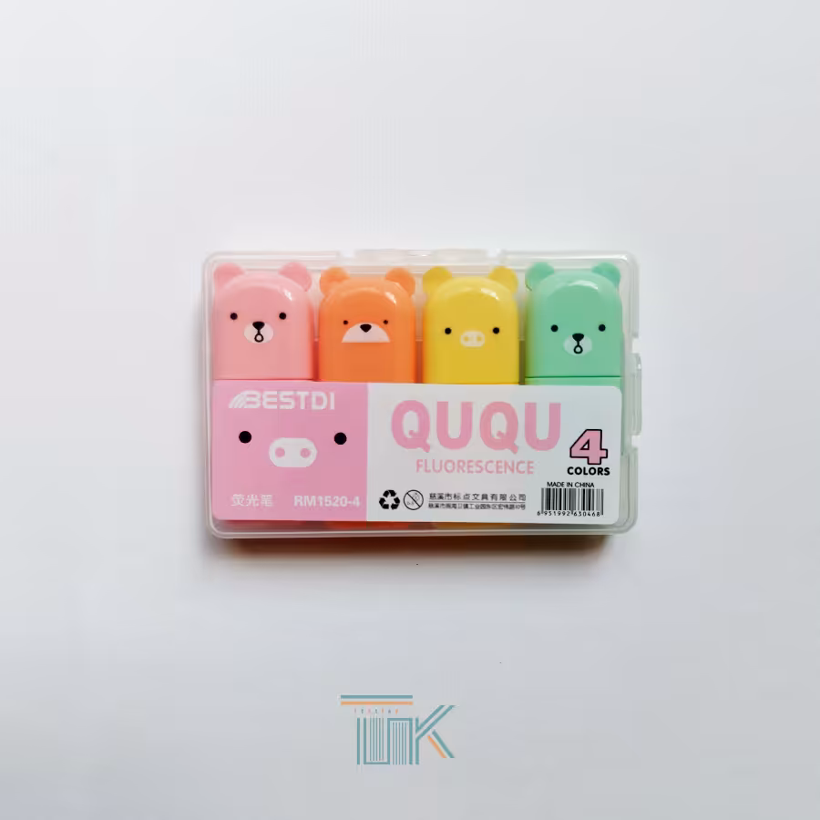 ماژیک هایلاتر 4 رنگ پاستلی طرح خرسی | خرید کتاب زبان | خرید لوازم التحریر | چی کتاب | بالاترین تخفیف و ارسال رایگان