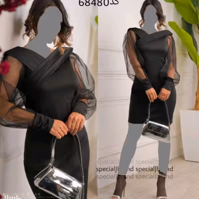 پیراهن مهمانی زنانه کرپ غواصی مدل تونیک ژانتیا