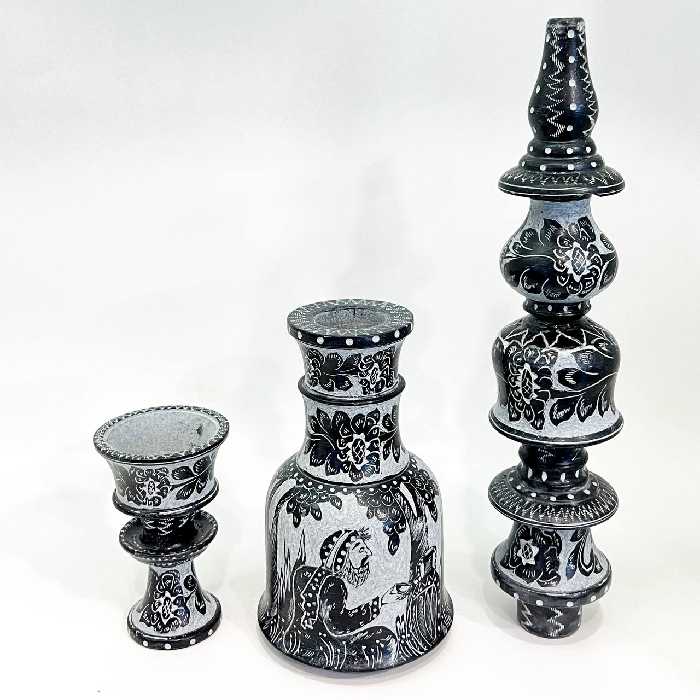 قلیان سنگی قلم زنی شده طرح بزم خیام