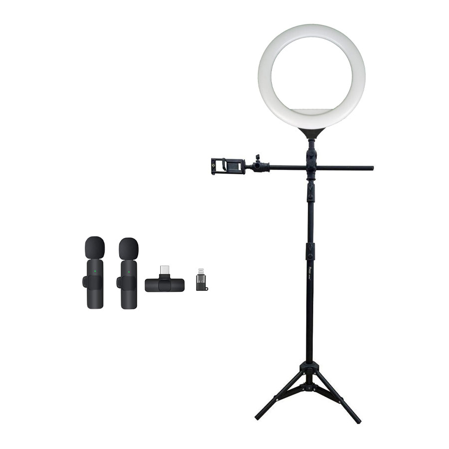 کیت تولید محتوا رینگ لایت سی یرا Sierra SR-360 A ، سه پایه پاناسون 905M2 ،میکروفون K9