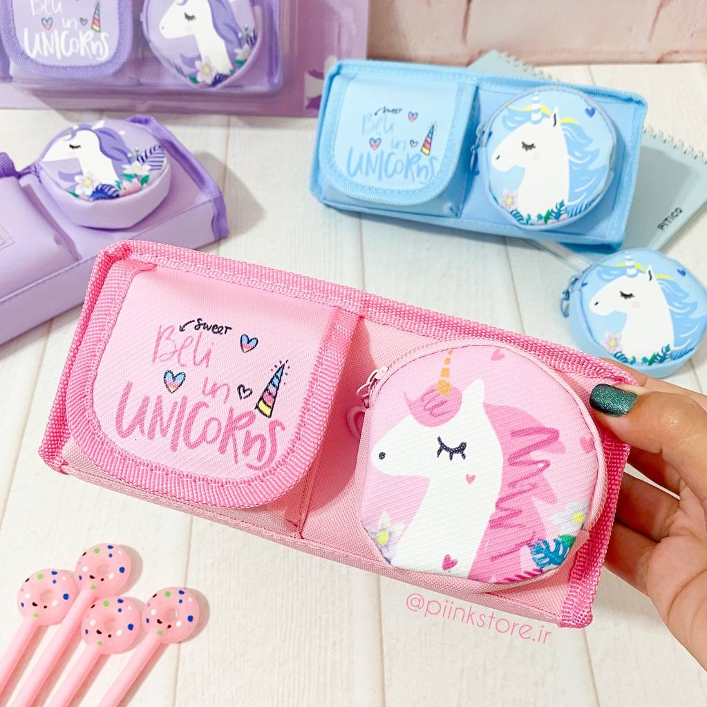 جامدادی فانتزی یونیکورنی خاص وارداتی (دارای 3 جای مختلف ) پینک استور 