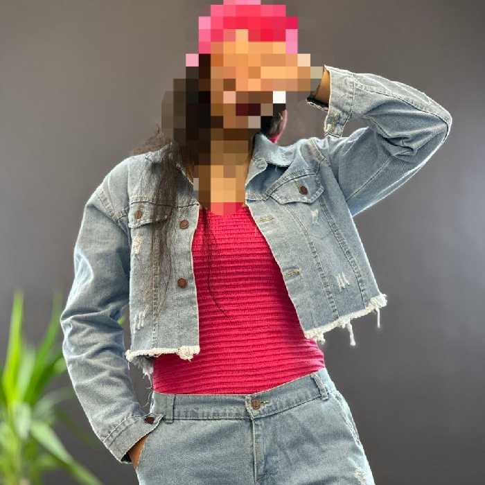 کراپ کت جین ضخیم اصل رنگ یخی قدحدود42