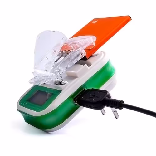 شارژر همه کاره خرچنگی شارژ باتری نمایشگر LED دار اداپتور انواع باطری موبایل تبلت لیتیون دوربین دیجیتال