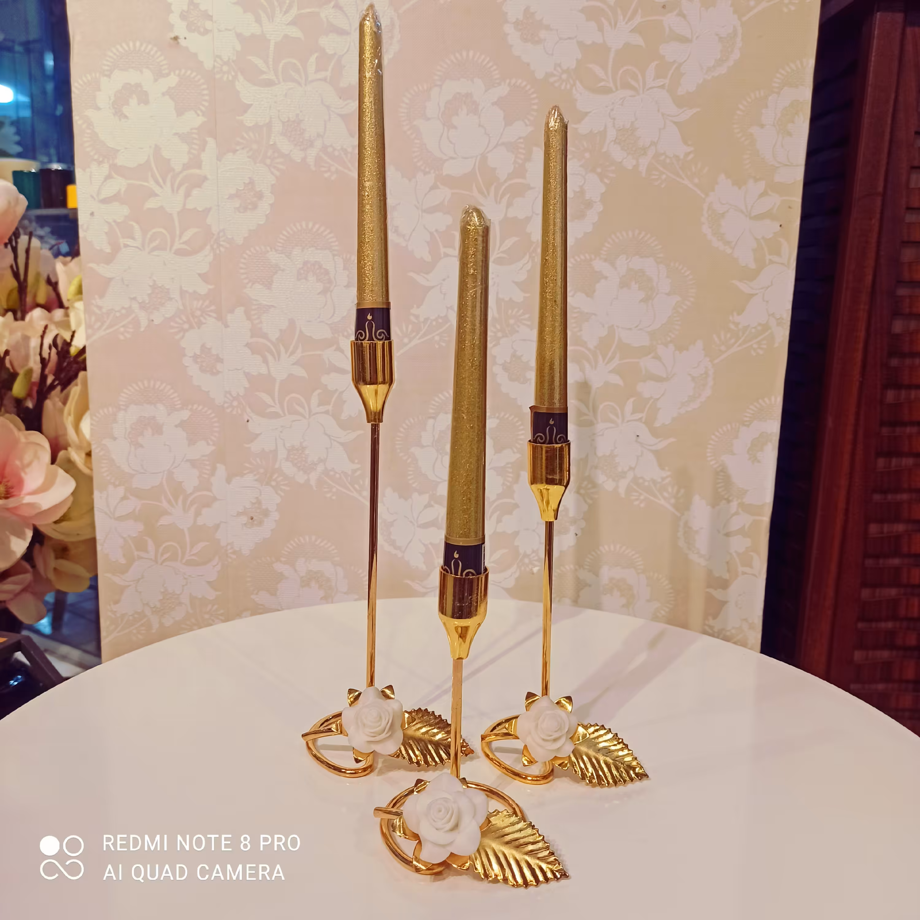 جاشمعی سه عددی پایه گل؛موجود در دورنگ طلایی وسیلور