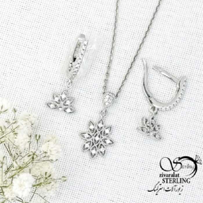 نیمست نقره آویز گل عیار 925 کد 15398