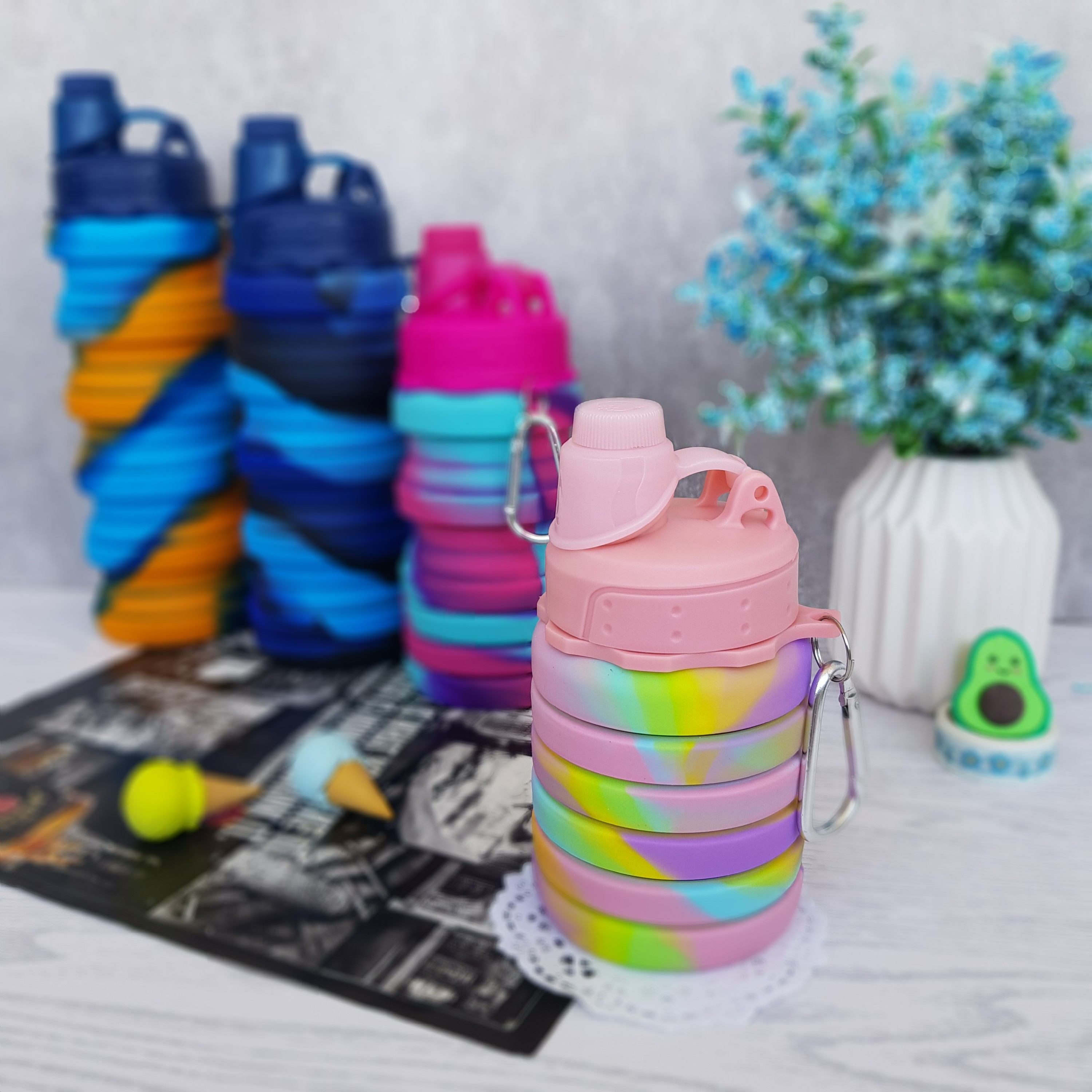 قمقمه سیلیکونی ارتشی طرح آکاردئونی حجم نیم لیتری