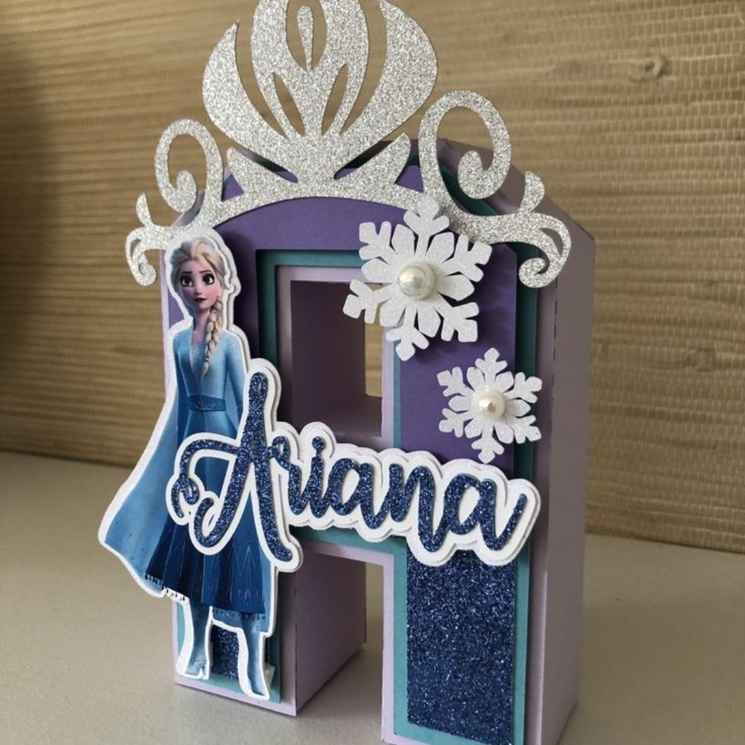 استند تولد اسم 50cm سه بعدی شاین دستسازه تم دخترانه السا و آنا