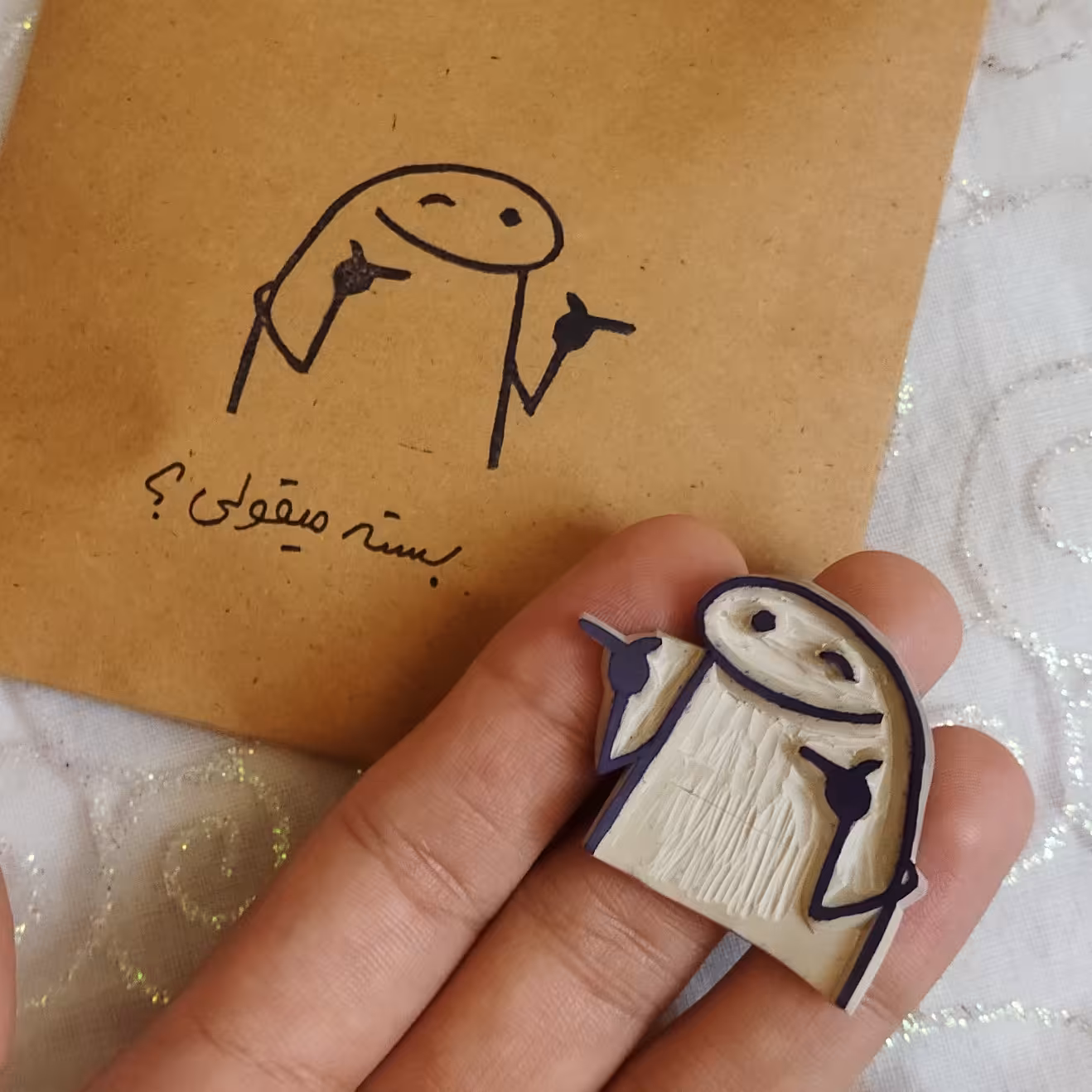 مهر دستساز میقولی بامزه مناسب زیبا کردن بسته بندی دفتر کاغذکادو چاپ پارچه