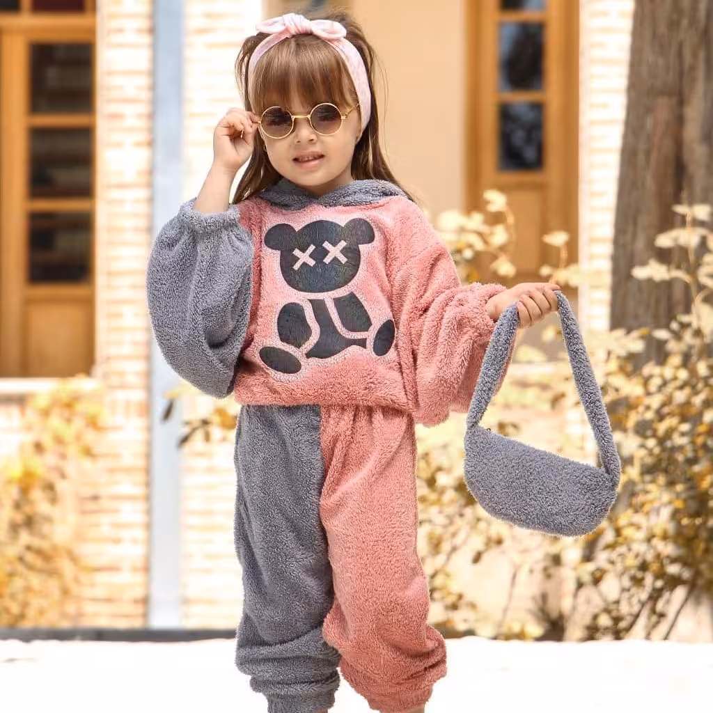 هودی شلوار تدی همراه باکیف  دستی