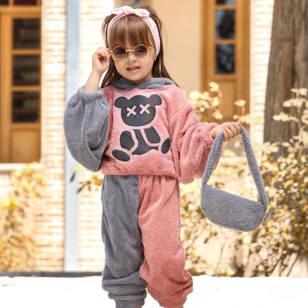 هودی شلوار تدی همراه باکیف  دستی