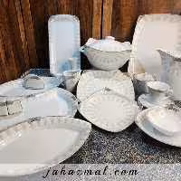 سرویس چینی پردیس طرح منچستر پلاتینی 105 پارچه کد 2041a