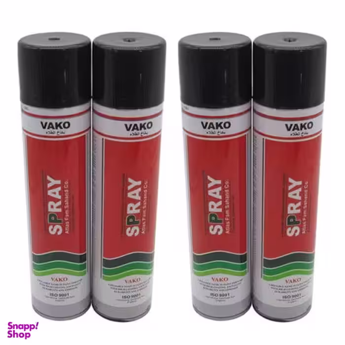 اسپری رنگ مشکی واکو مدل 300ML حجم 1.200 لیتر بسته 4 عددی