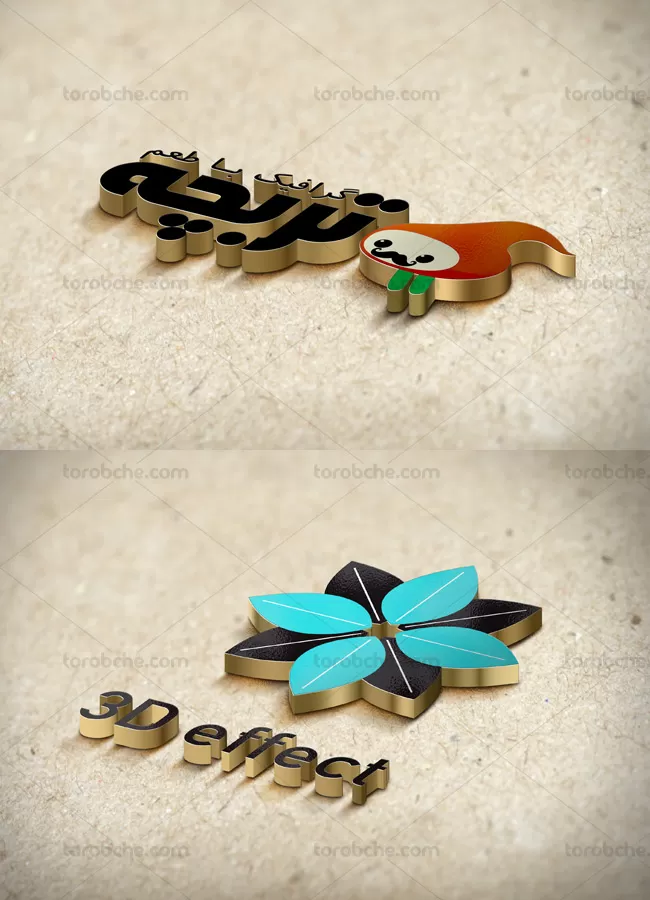 طرح لایه باز موکاپ لوگوی سه بعدی طلایی - گرافیک با طعم تربچه