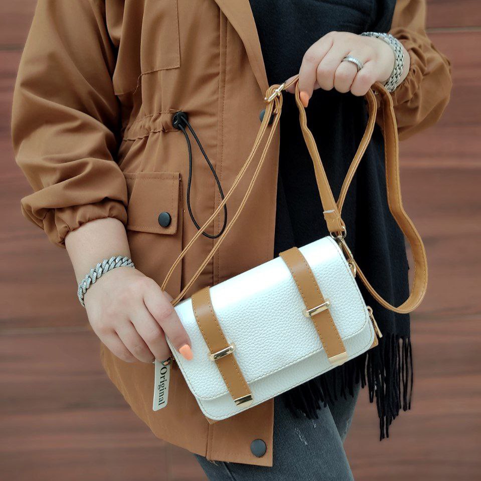 کیف پاسپورتی سفید نسکافه ای دستی و دوشی (ارسال رایگان)